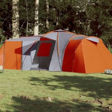 Kempinga telts 12 personām, pelēka, oranža, ūdensnecaurlaidīga