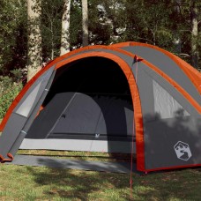 Kempinga telts, 4 personām, pelēka, oranža, ūdensizturīga