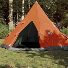 Kempinga telts tipi 4 personām pelēka oranža ūdensnecaurlaidīga