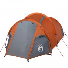 Kempinga telts 3 personām, pelēka, oranža, ūdensnecaurlaidīga