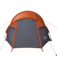 Kempinga telts 3 personām, pelēka, oranža, ūdensnecaurlaidīga