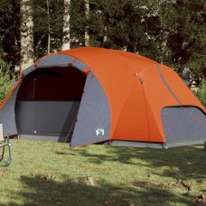 Kempinga telts 8 personām, pelēka, oranža, ūdensnecaurlaidīga