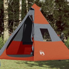 Kempinga telts tipi 7 personām pelēka oranža ūdensnecaurlaidīga