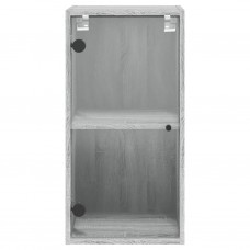 Skapītis ar stikla durvīm, pelēka ozola, 35x37x68,5 cm