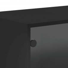 Skapītis ar stikla durvīm, melns, 68,5x37x35 cm