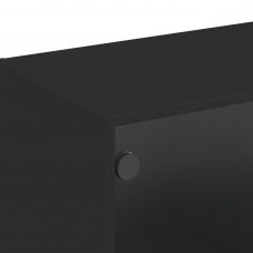 Skapītis ar stikla durvīm, melns, 102x37x35 cm