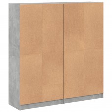 Grāmatplaukts ar durvīm, betona pelēks, 136x37x142 cm, koks