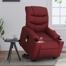 Masāžas krēsls, paceļams, atgāžams, vīnsarkana mākslīgā āda