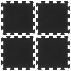 Paklājflīzes, 4 gab., melnas, 16 mm, 30x30 cm, gumija