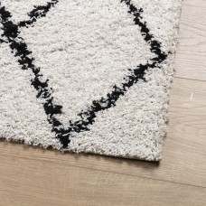 Paklājs, 80x150 cm, shaggy, moderns, krēmkrāsu un melns