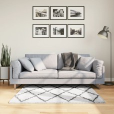 Paklājs, 120x120 cm, shaggy, moderns, krēmkrāsu un melns