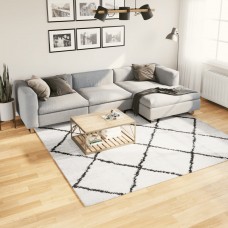Paklājs, 240x240 cm, shaggy, moderns, krēmkrāsu un melns