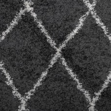 Paklājs, 80x150 cm, shaggy, moderns, melns ar krēmkrāsu