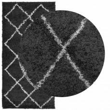 Paklājs pamplona, 100x200 cm, shaggy moderns melns ar krēmkrāsu