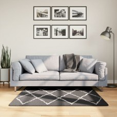 Paklājs, 120x120 cm, shaggy, moderns, melns ar krēmkrāsu