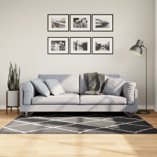 Paklājs pamplona, 120x170 cm, shaggy moderns melns ar krēmkrāsu