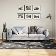 Paklājs, 140x200 cm, shaggy, moderns, melns ar krēmkrāsu