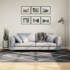 Paklājs, 160x230 cm, shaggy, moderns, melns ar krēmkrāsu