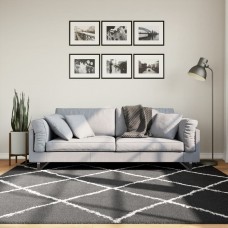 Paklājs pamplona, 200x200 cm, shaggy moderns melns ar krēmkrāsu