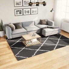 Paklājs, 200x280 cm, shaggy, moderns, melns ar krēmkrāsu