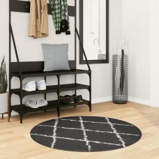 Paklājs pamplona, ø 100 cm, shaggy, moderns, melns ar krēmkrāsu
