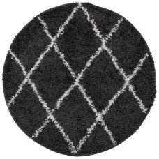 Paklājs pamplona, ø 280 cm, shaggy, moderns, melns ar krēmkrāsu