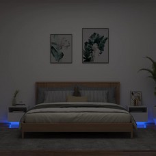 Naktsskapīši ar led lampām, 2 gab., balti, 40x39x37 cm