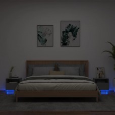Naktsskapīši ar led lampām, 2 gab., melni, 40x39x37 cm