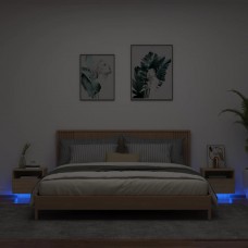 Naktsskapīši ar led lampiņām, 2 gab., ozola krāsa, 40x39x37 cm