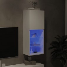 Tv skapītis ar led apgaismojumu, balts, 40,5x30x102 cm