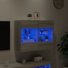 Tv skapītis ar led lampiņām, pelēka ozola krāsa, 78,5x30x60,5cm