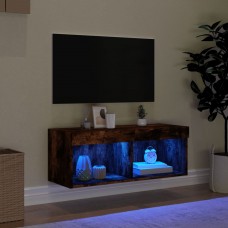 Tv skapītis ar led apgaismojumu, ozolkoka krāsa, 80x30x30 cm