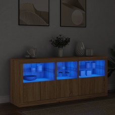 Kumode ar led lampiņām, ozolkoka krāsa, 162x37x67 cm