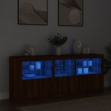 Kumode ar led lampiņām, ozolkoka krāsa, 162x37x67 cm