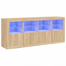 Kumode ar led lampiņām, ozolkoka krāsa, 163x37x67 cm