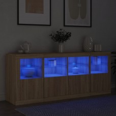 Kumode ar led lampiņām, ozolkoka krāsa, 163x37x67 cm