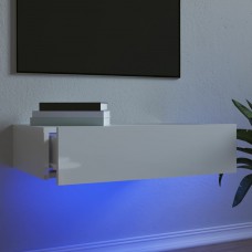 Tv skapītis ar led apgaismojumu, spīdīgi balts, 60x35x15,5 cm