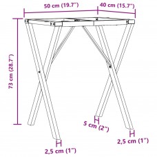 Virtuves galda kājas, x-forma, 50x40x73 cm, čuguns