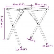 Virtuves galda kājas, x-forma, 60x60x73 cm, čuguns