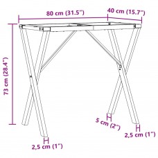 Virtuves galda kājas, x-forma, 80x40x73 cm, čuguns