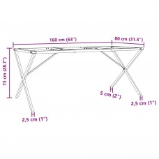 Virtuves galda kājas, x-forma, 160x80x73 cm, čuguns