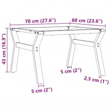 Kafijas galdiņa kājas, 70x60x43 cm, y-forma, čuguns