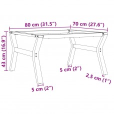 Kafijas galdiņa kājas, 80x70x43 cm, y-forma, čuguns