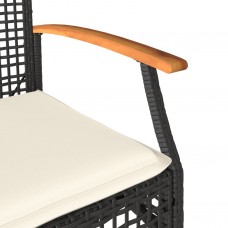 Dārza krēsli ar matračiem, 4 gb., melna pe rotangpalma, akācija