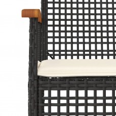 Dārza krēsli ar matračiem, 4 gb., melna pe rotangpalma, akācija