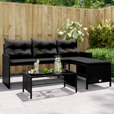 Dārza dīvāns ar galdiņu un spilveniem, melna pe rotangpalma