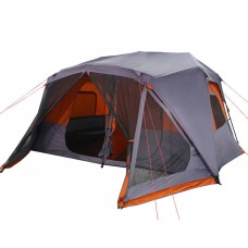 Kempinga telts 10 personām, pelēka, oranža, ūdensnecaurlaidīga