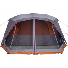 Kempinga telts 10 personām, pelēka, oranža, ūdensnecaurlaidīga
