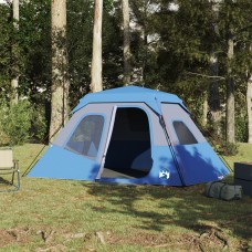 Kempinga telts 6 personām, zila, ūdensnecaurlaidīga