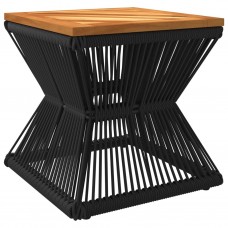 Kafijas galdiņš ar stiepļu pamatni, melns, 38x38x38 cm, akācija